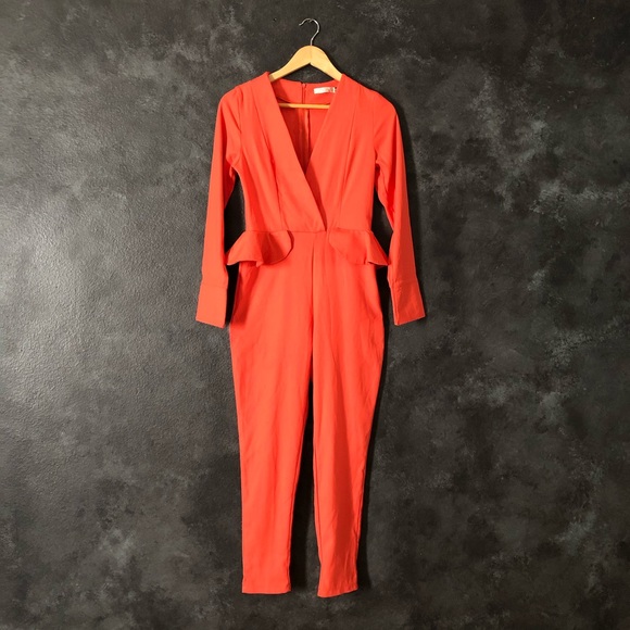 vintage tangerine longsleeve jumpsuit - Picture 1 of 6